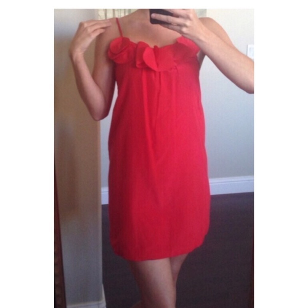 Symmetry Red Silk Dress